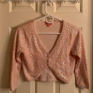 Pink Button Down Mid Sleeve Short Cardigan. Size M